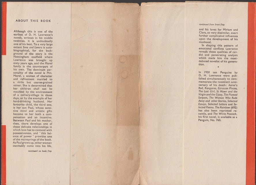 Sons and Lovers (DUSTJACKET ONLY Penguin 668)