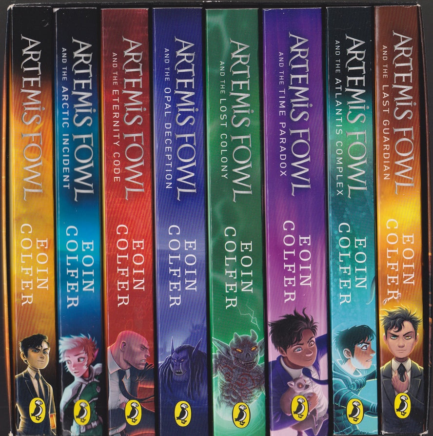 Artemis Fowl 8-book Box Set "The Complete Collection" Artemis Fowl , Artemis Fowl and the Arctic Incident; Eternity Code ; Opal Deception; Lost Colony; Time Paradox; Atlantis Complex; Last Guardian