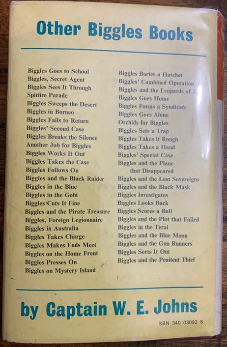 Back of the dust jacket of Biggles and the Deep Blue Sea by Captain W.E. Johns .