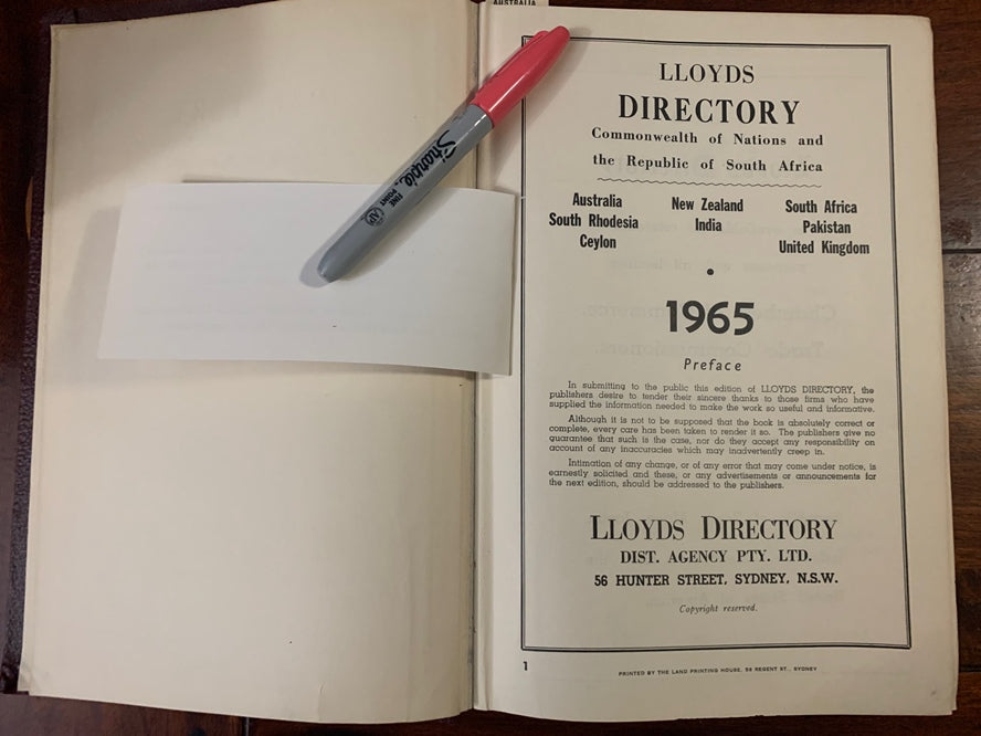 Lloyds Directory 1965 Commonwealth of Nations